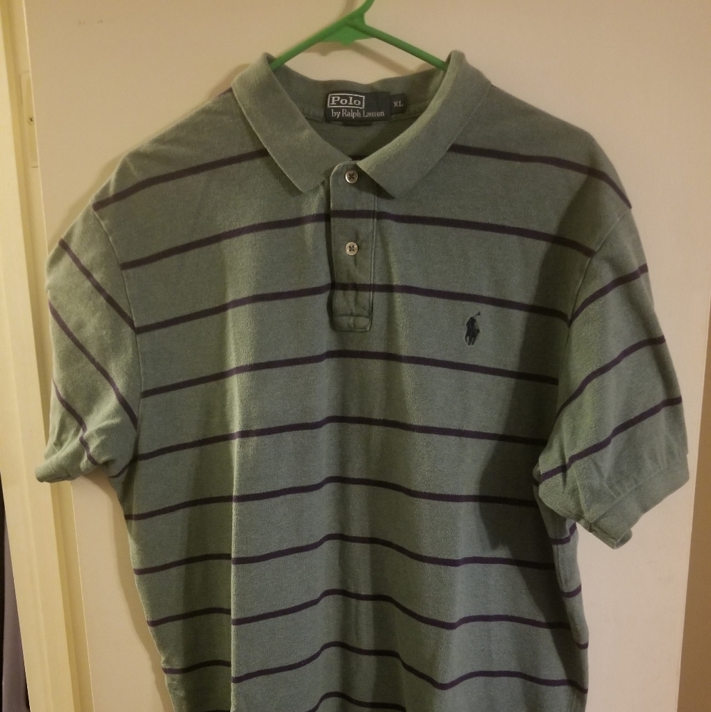Green with purple strip Polo XL